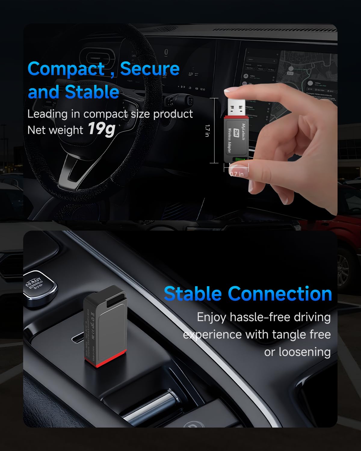 Wireless CarPlay Adapter for iPhone & Android, 2026 Upgraded Wired to Wireless for Apple CarPlay, Mini USB Design Car Play Adapter with Type-C