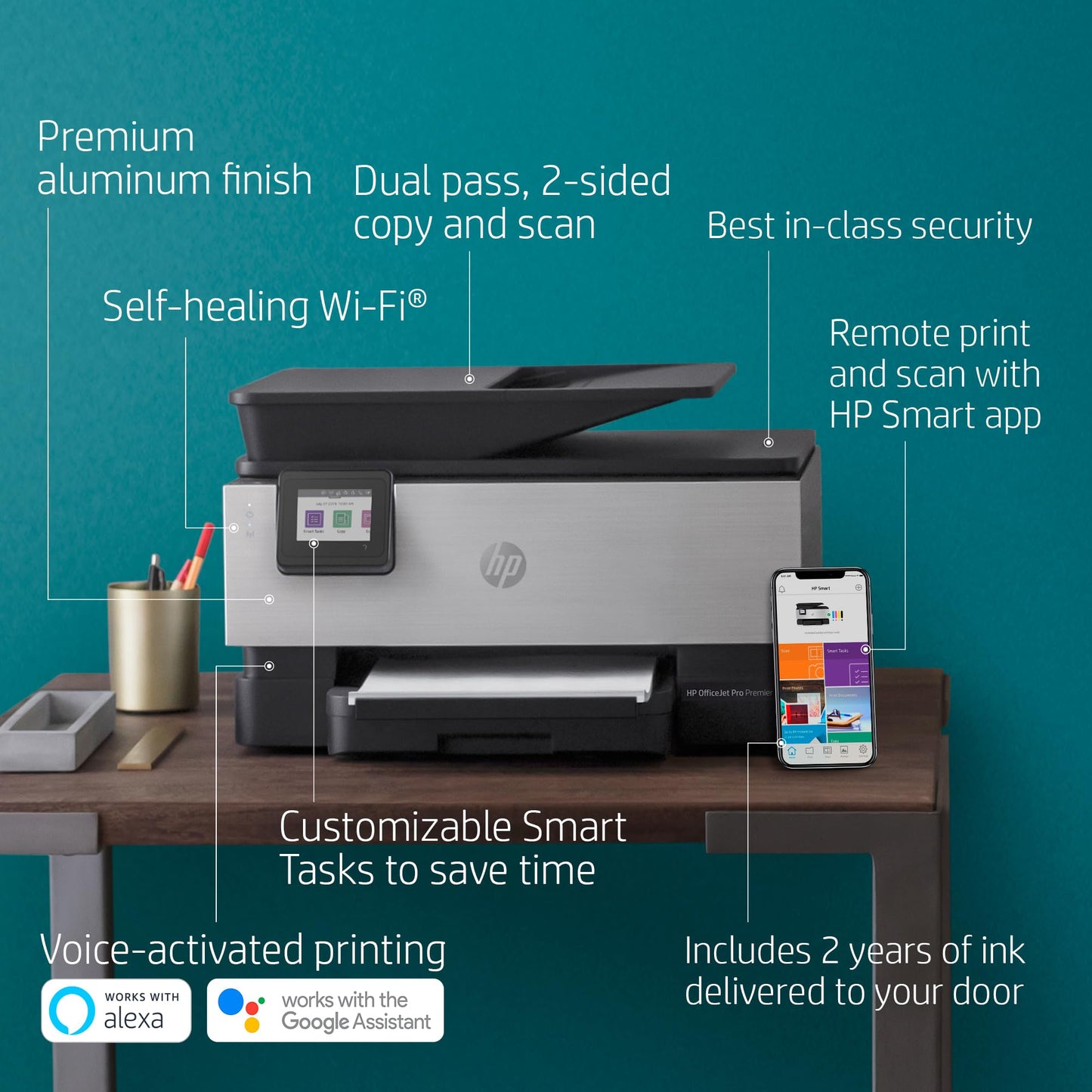 HP OfficeJet Pro Premier All-in-One Wireless Printer - Includes 2 Years of Ink Delivered, Plus Smart Tasks for Smart Office Productivity, Works