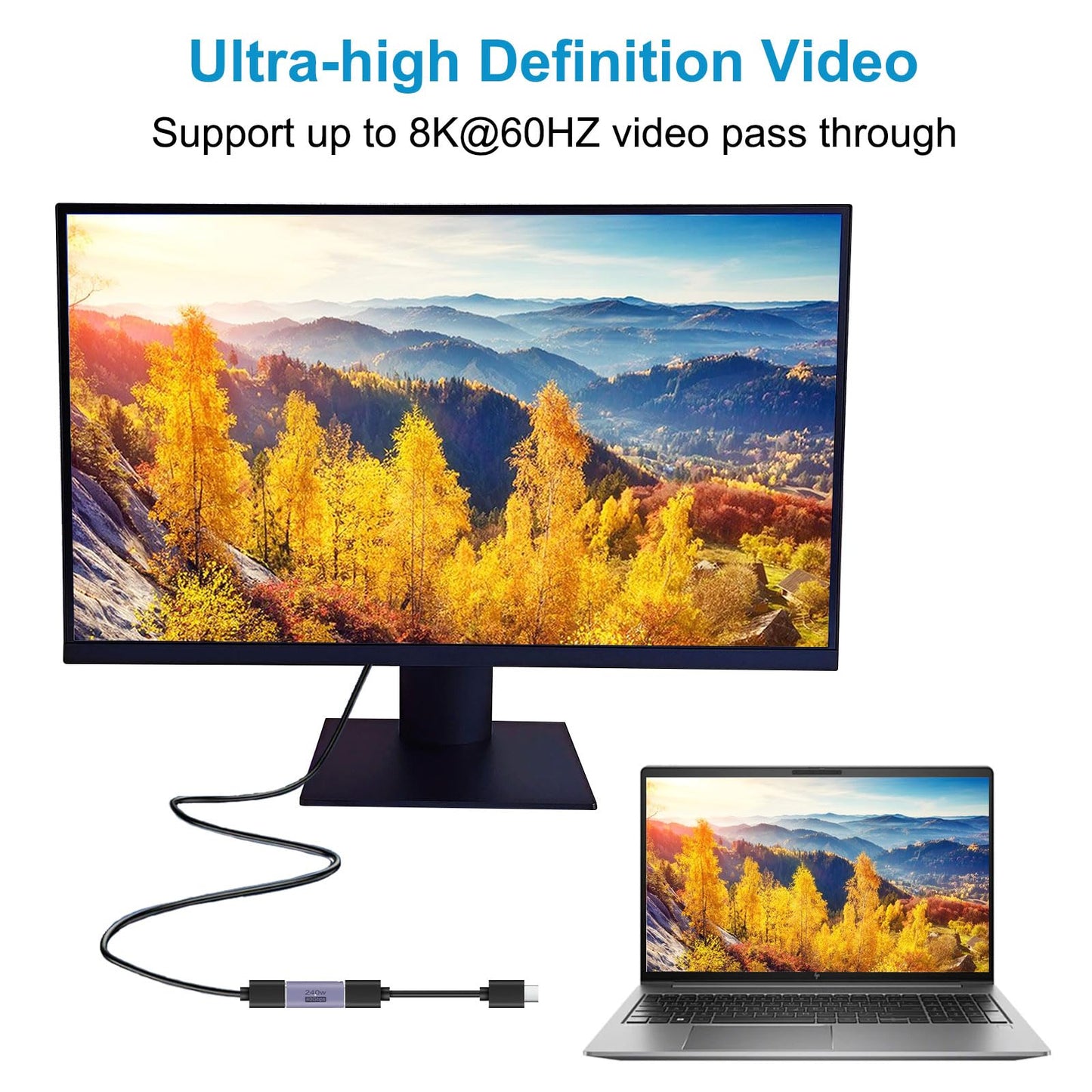 JUZITAO 4PCS 240W USB C Coupler, USB Type C Female to Female Fast Charging Adapter Extender with PD 240W Charging 8K @60Hz Video 40Gbps High Speed…