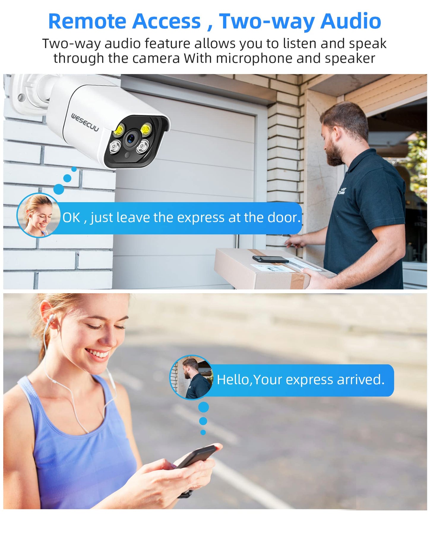 WESECUU Poe Security Camera System, 4K CCTV Camera Security System 4pcs IP Home Security Cameras Outdoor, 2-Way Audio, Human Detection Home Camera