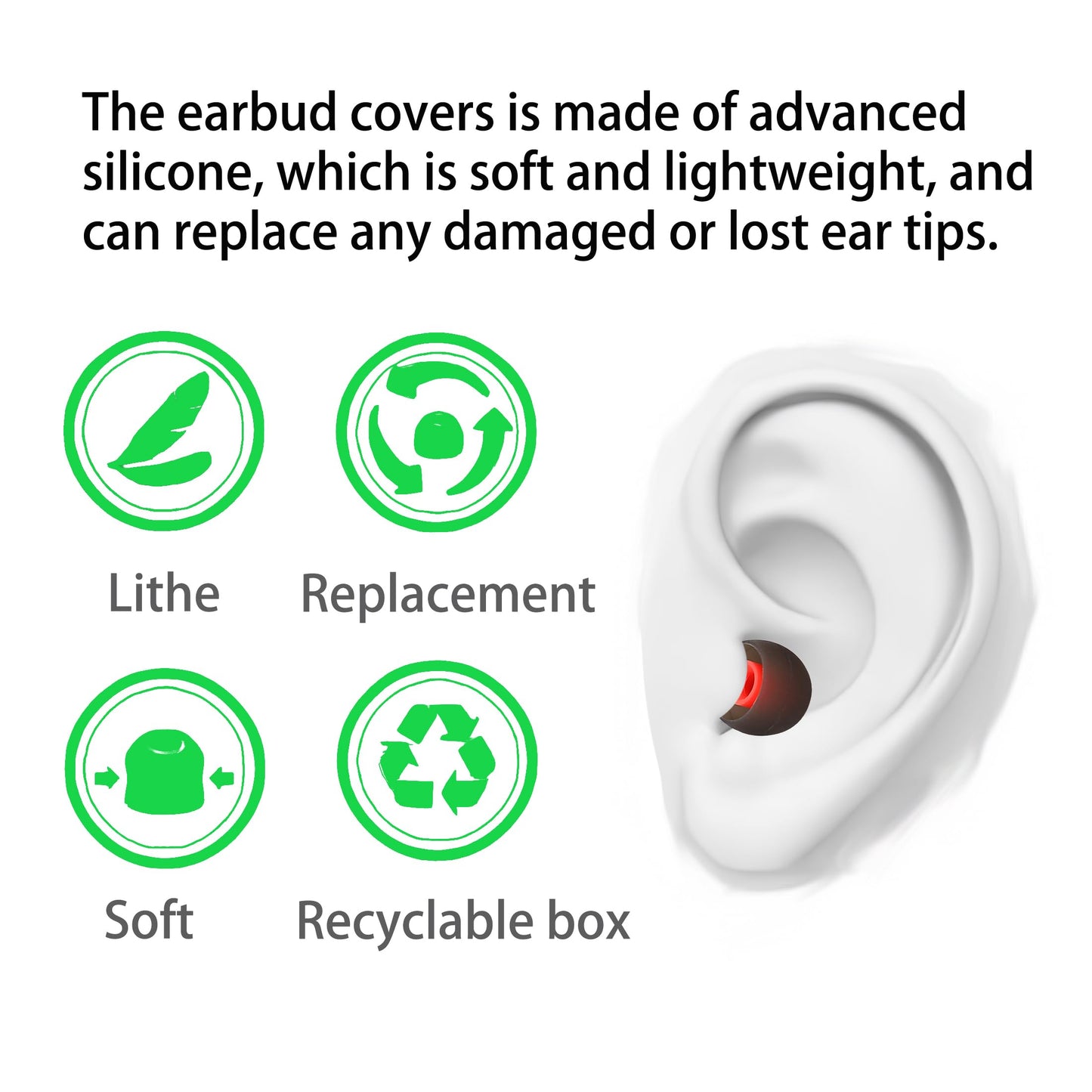 MQIMY Earbud Replacement Tips Silicone Earbud Tips Eartips Fit Most in-Ear Earbuds(Inner Hole 3.8mm -5.1mm) Headphone Rubber Tips Earbud Covers 9