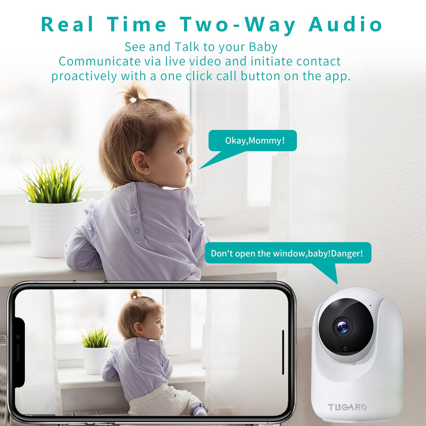 Indoor Security Camera,2.4G WiFi Cameras for Home Security,Pan Tilt 355°View 100°vertical,Motion Detection for Baby&Pet Monitor Dog Camera