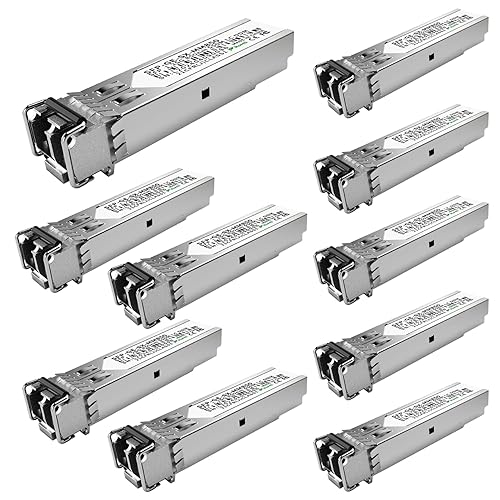10Pack 1.25G SFP Module 1000Base-SX Multimode LC Transceiver, 850nm MMF, 550m Range - Compatible with Cisco SFP-GE-S, Meraki MA-SFP-1GB-SX, Ubiquiti
