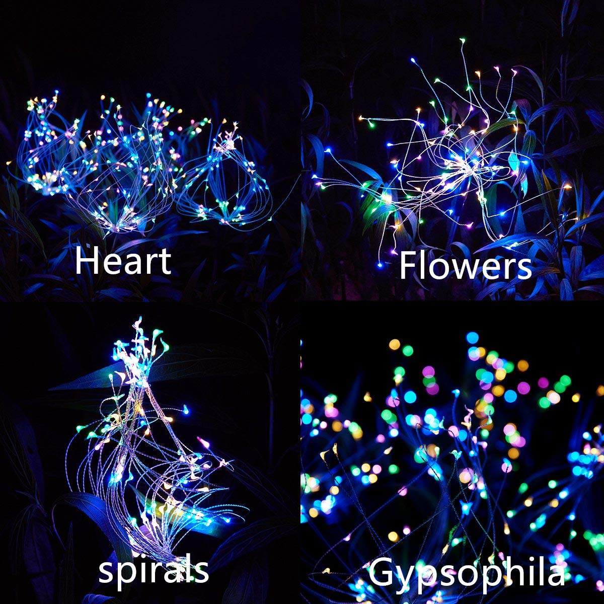 HELESIN Outdoor Solar Garden Lights,105 LED Solar Powered Decorative Stake Landscape Light DIY Flowers Fireworks Stars for Walkway Pathway Backyard