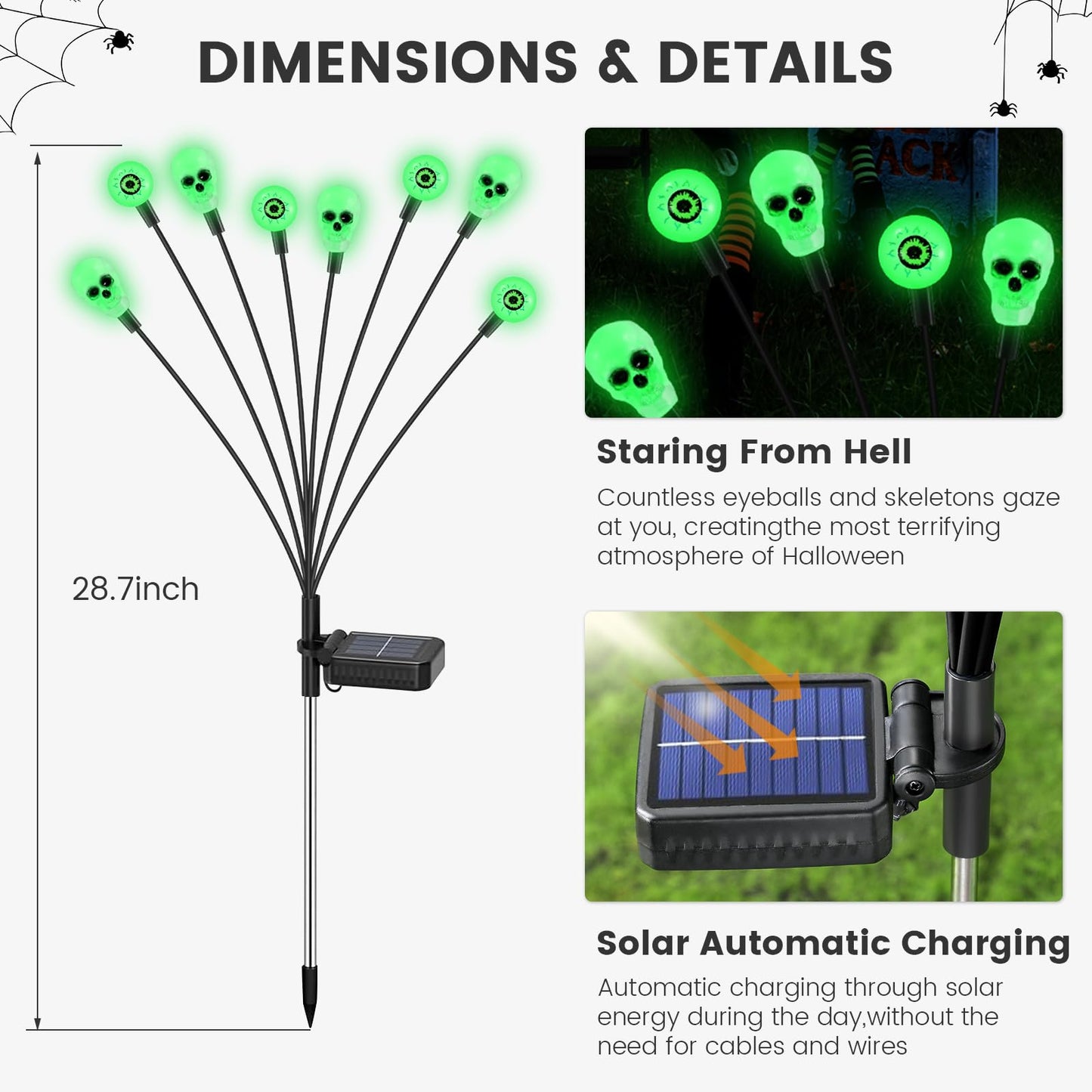 FENSAN Solar Lights Outdoor,Halloween Decorations Outdoor, Scary Eyeball Lights,4PACKS 32LED,IP65 Waterproof,Halloween Decor