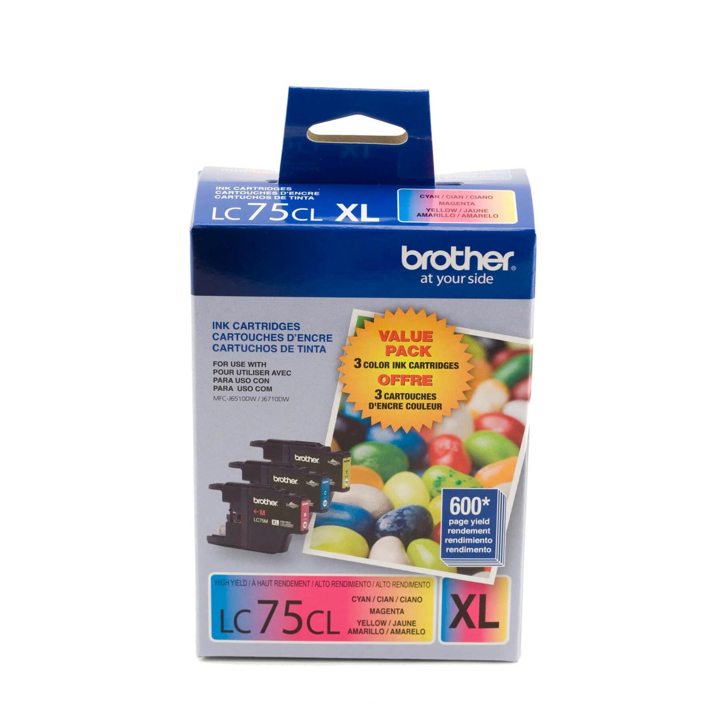 Brother LC753PKS XL High Yield 3 Pack - 1 Each LC75C, LC75M, LC75Y Ink, Yellow/Cyan/Magenta