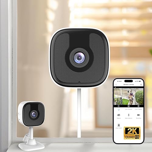 3MP 2K Window Camera, 2.4GHz & 5GHz WiFi Indoor Outdoor Camera for Home Security with AI Color Night Vision, Person & Motion Detection, 24/7