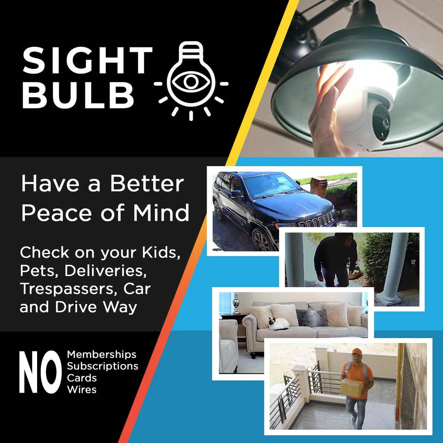 Sight Bulb Pro Security Camera with 80 Watt Equivalent LED Light, Two Way Talk, HD Video WiFi Smart Camera, Perfect for Indoor Outdoor Night Vision