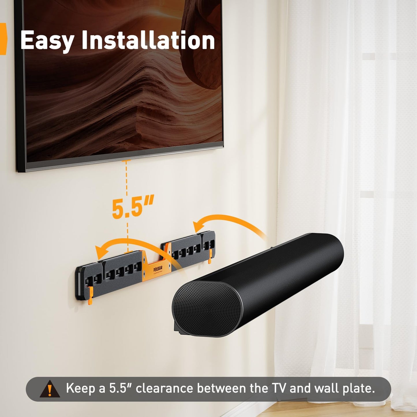 Perlegear Soundbar Wall Mount Compatible with Sonos Arc and Sonos Arc Ultra, Sound Bar Mount on Wall Under TV, Hidden Design, Optional Smart EQ