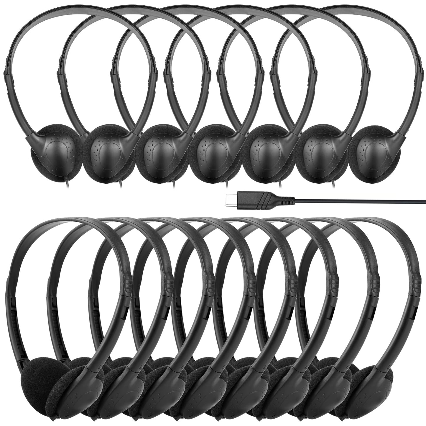 TJZXGUI USB Type C Kids Headphone Bulk 12 Pack for School Classroom,On-Ear USB C Headphones for Boys Girls Students Tablet Travel Computer…