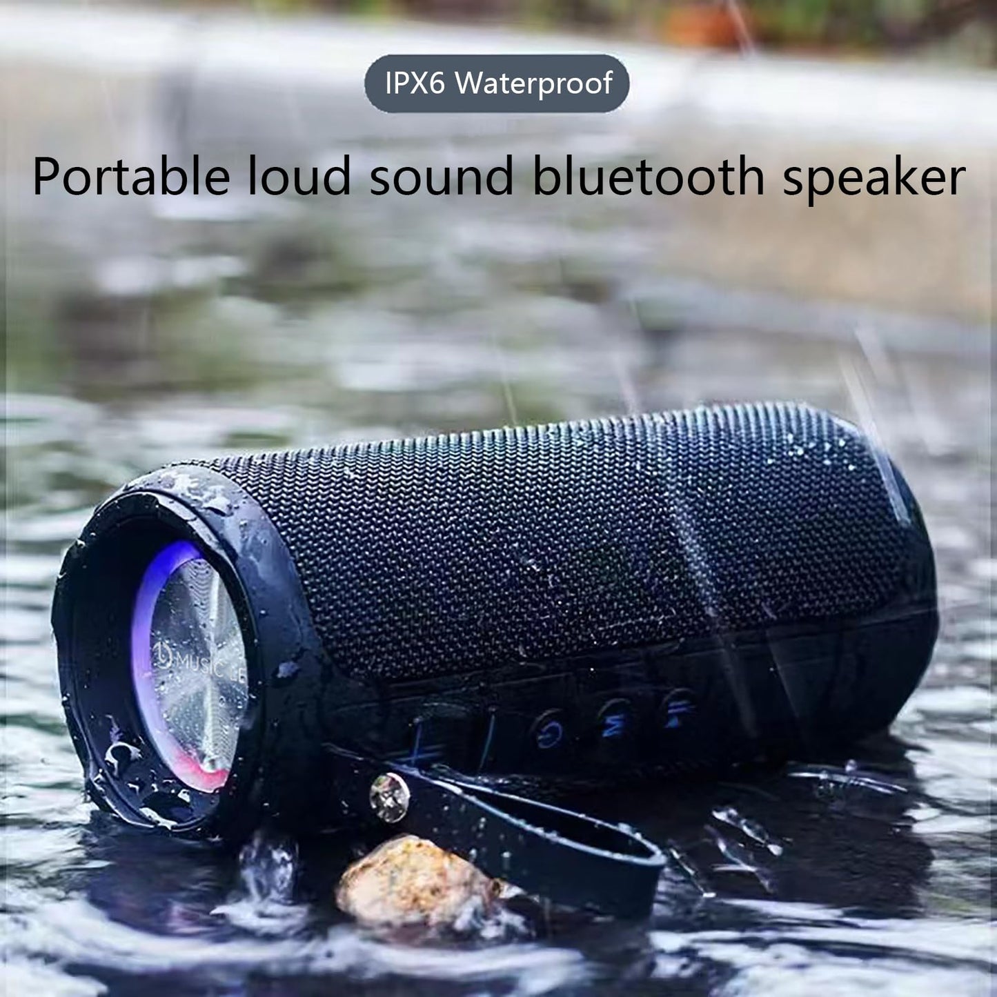 Portable Bluetooth Speakers, Multifunctional 20W Outdoor Waterproof High-Power Bluetooth Speaker with Dual Speakers, Bass Boost, IPX6 Water