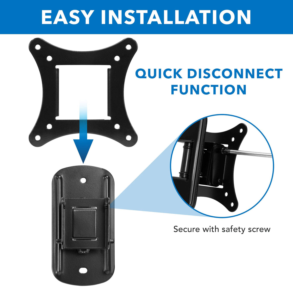 Mount-It! Small TV Wall Mount 19-32 in, Fits 24 in TVs, Tilt Swivel, 44 lb