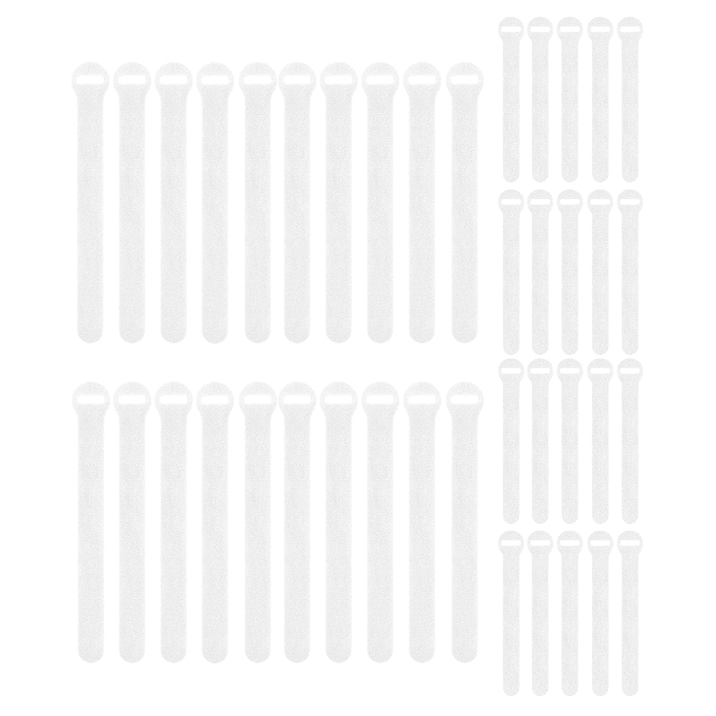 Self-Gripping Cable Ties by Wrap-It Storage, White, 40 Pack (5 Inch and 8 Inch Straps) - Reusable Hook and Loop Cord Organizer Cable Ties for Cord