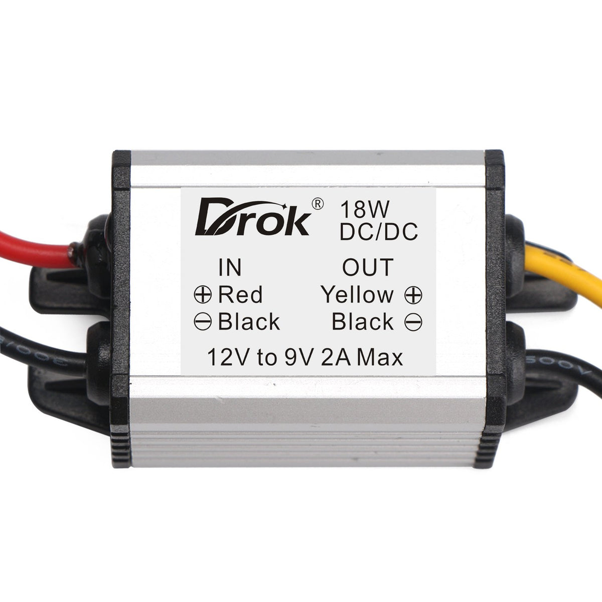DROK 12V to 9V 2A 18W DC-DC Buck Power Converter Voltage Regulator Transformer Voltage Step Down Power Supply Module Waterproof