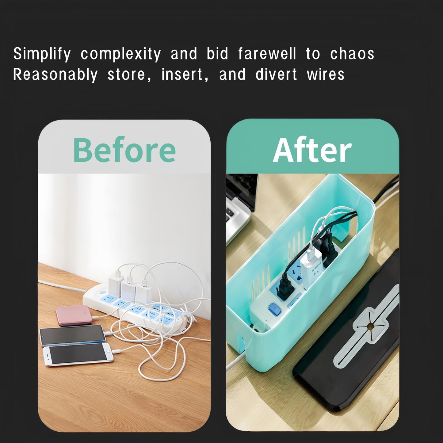 Power Extension Cord Storage Box, Floor Socket Concealment Device Compatible Storage Box for Desk Cables, Office Cable Storage Box, Baby Protection