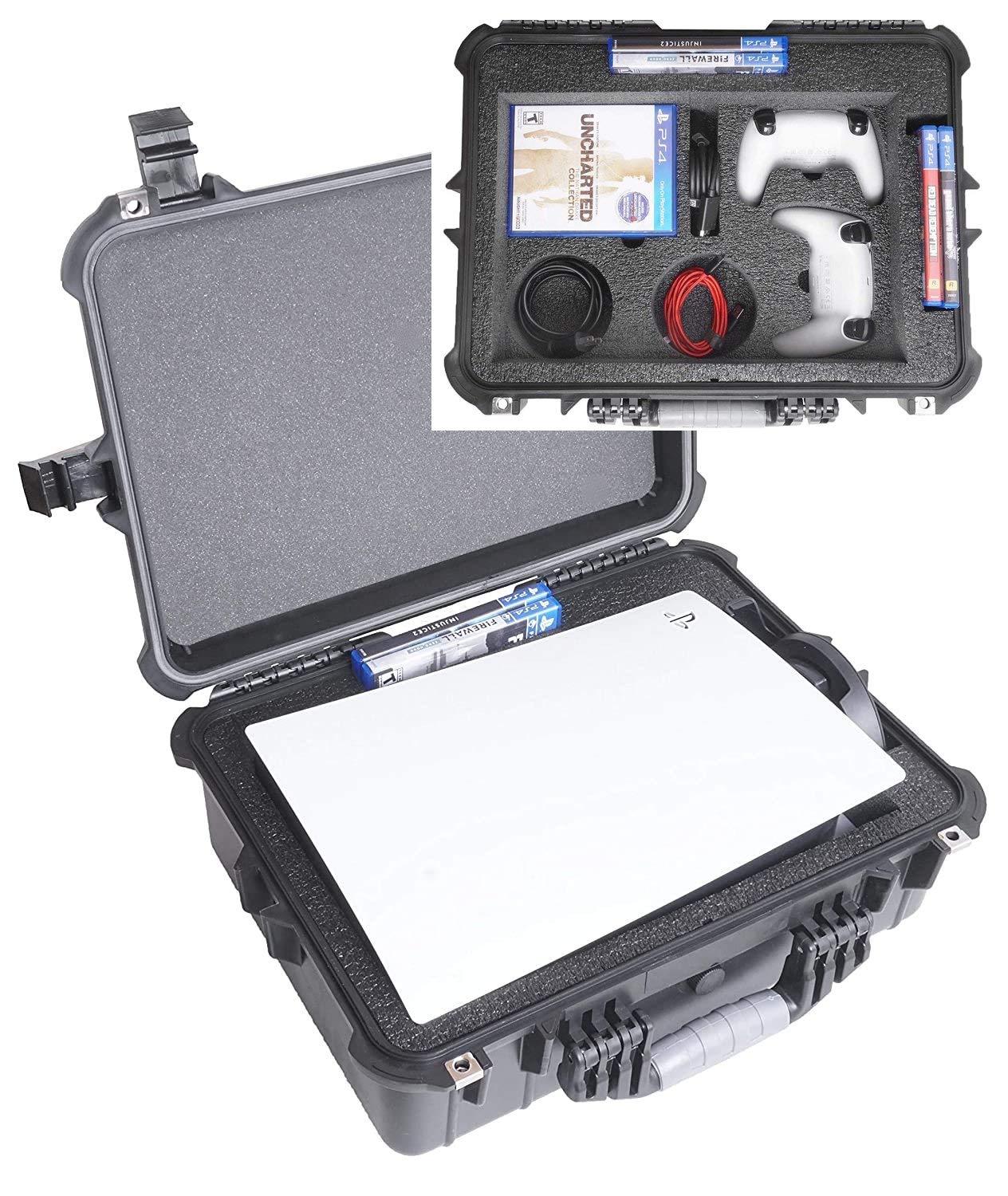 Case Club Case to fit (Gen 1) PS5 - Hard Shell Waterproof Travel Case fits PlayStation 5 Console (Disc or Digital), Controllers, Games, Stand