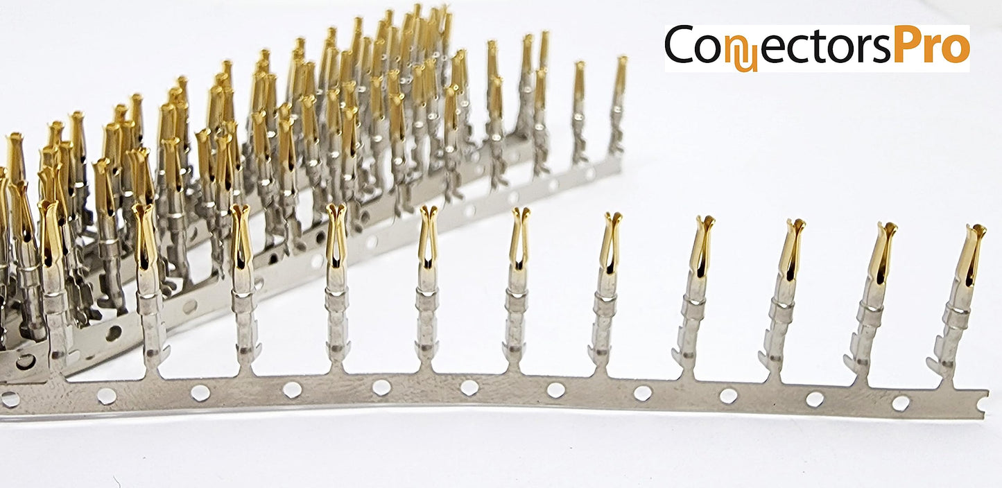 PC Accessories - Connectors Pro D-Sub 2.0 mm Female Crimp Pins, 200Pack 2mm Gold Tin Plated DB Pin for DB9 DB15 DB25 DB37 DB50 Female Crimp Connectors