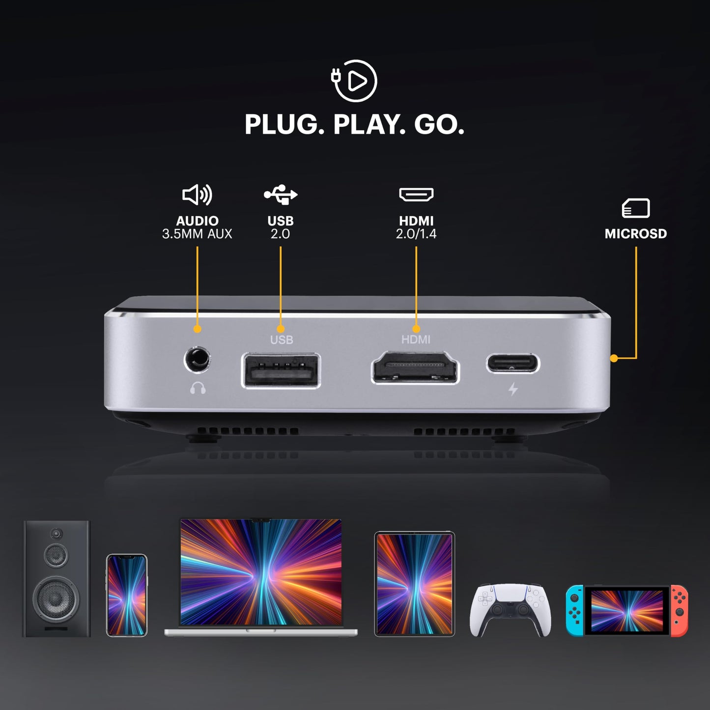 Kodak Ultra Mini Rechargeable Pocket Projector - DLP Pico Black Projector 100” Display, HDMI/USB/Micro SD, Built-in Speaker & Carrying Case