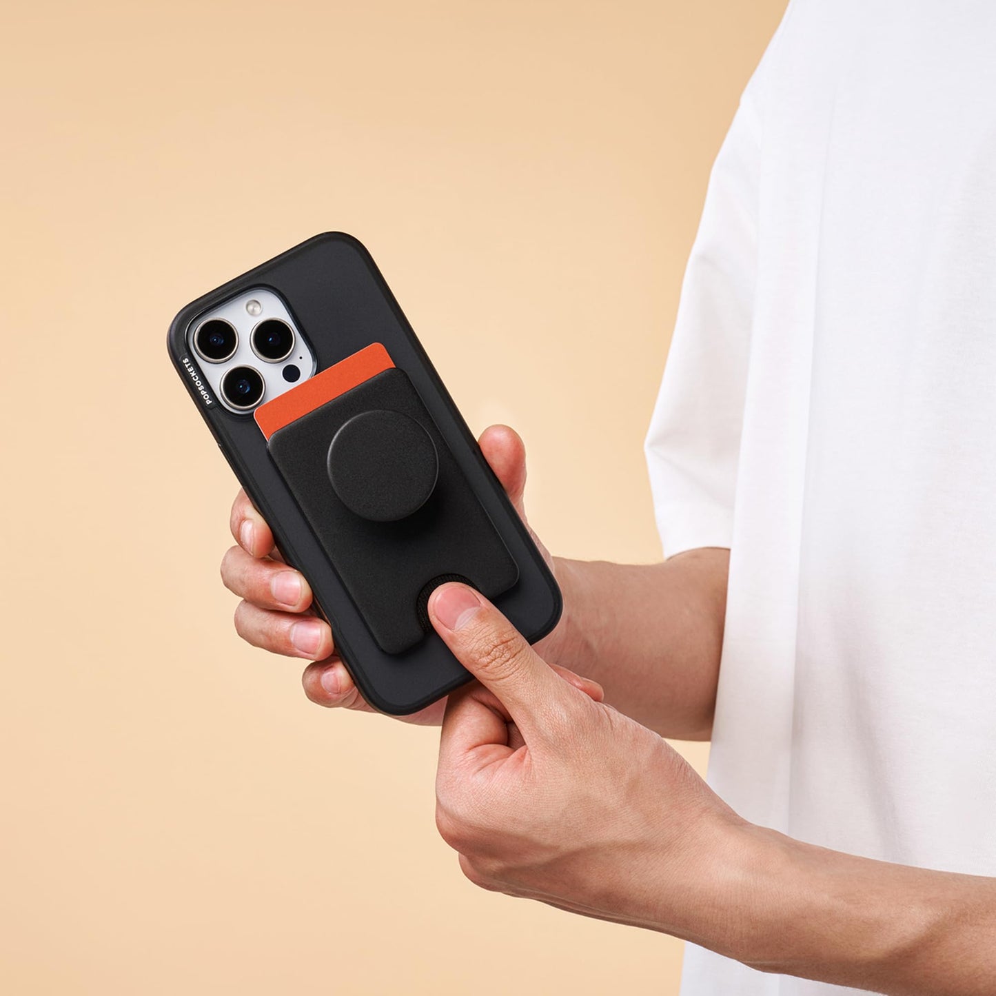 PopSockets Phone Wallet for MagSafe, Phone Card Holder with Grip - Black