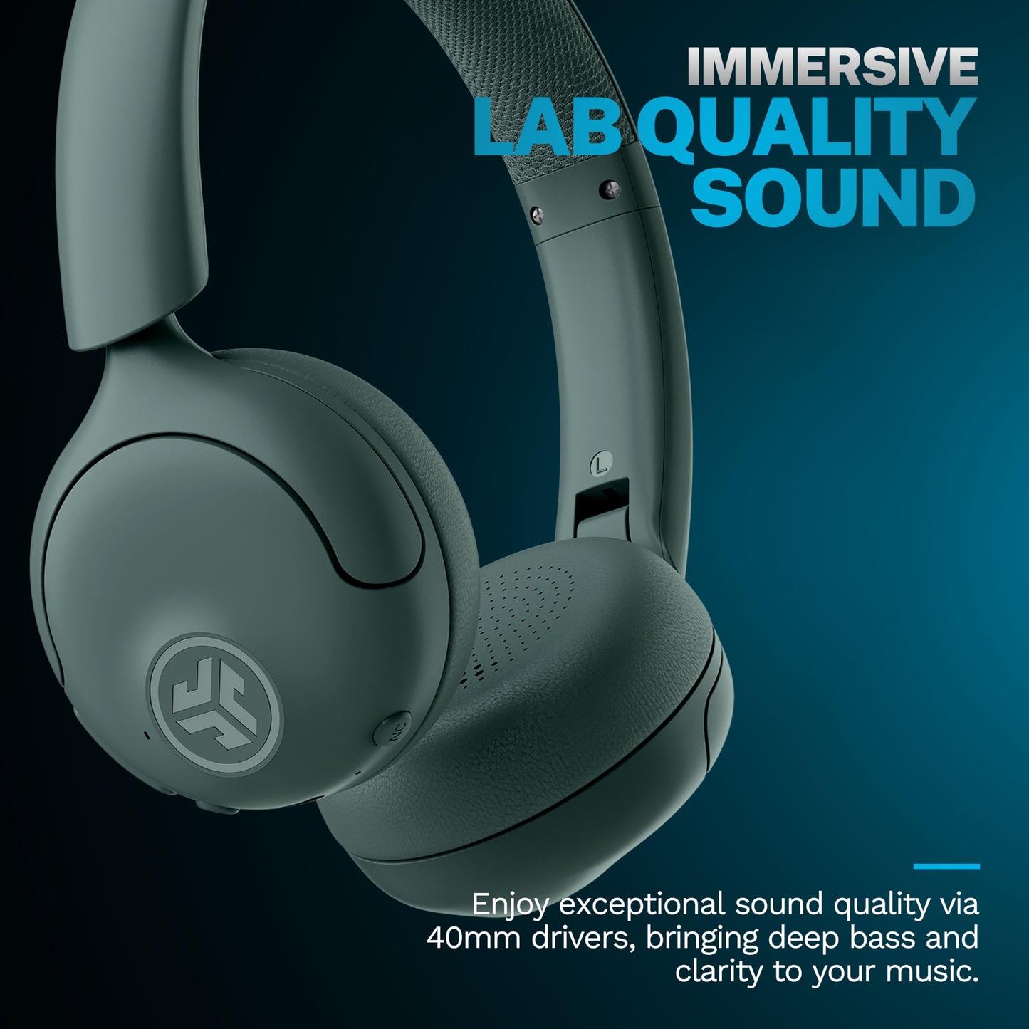 JLab Go Lux ANC Wireless Headphones, Sage, Hybrid Active Noise Cancelling, Premium On-Ear Bluetooth Headset, Customizable Sound, Be Aware Mode, Cloud…