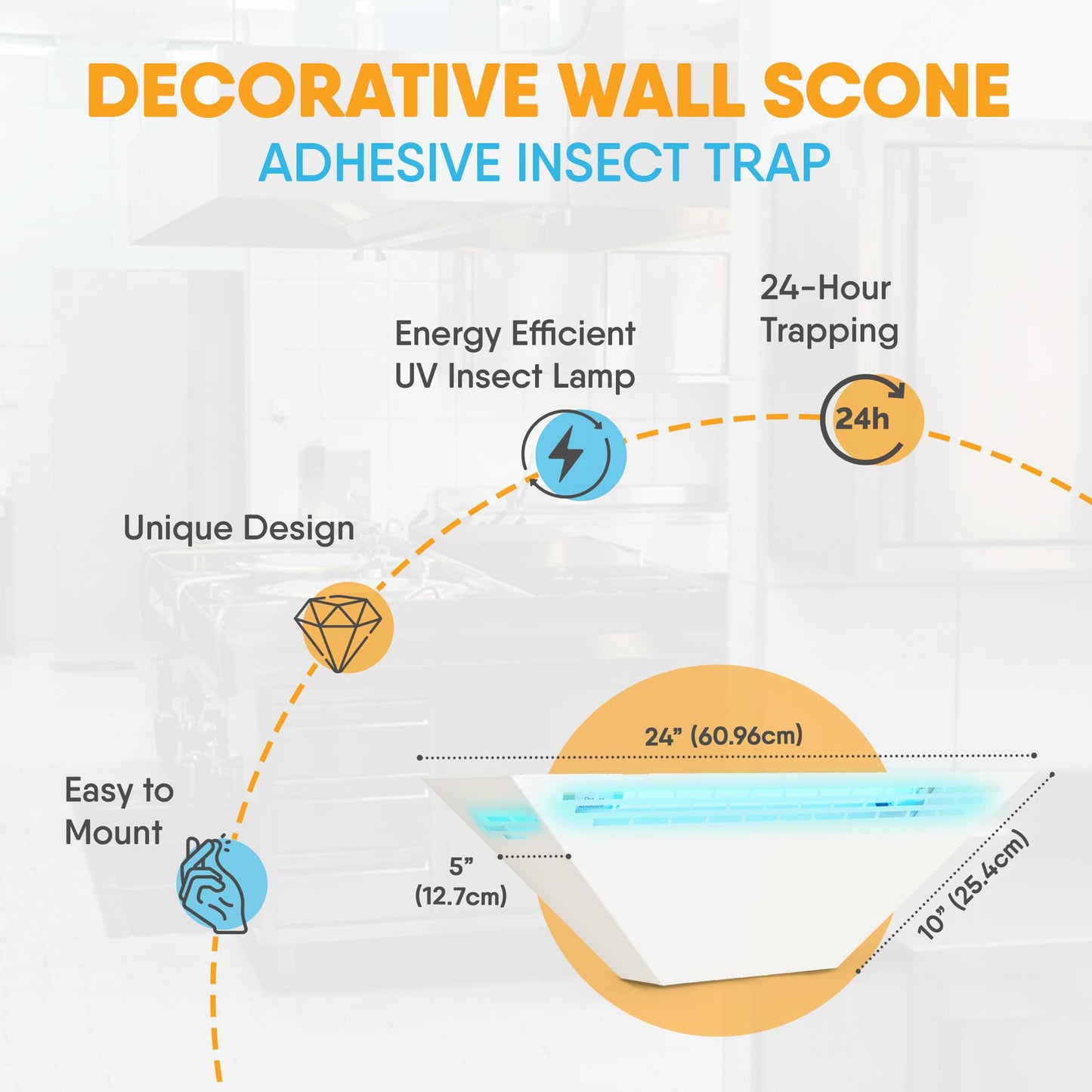 Gardner WS-85 Wall Sconce Fly Light Trap - Hides Captured Flies, Mosquitoes, Other Insects - Shatterproof UV Lamp -Homes, Kitchens, Restaurants