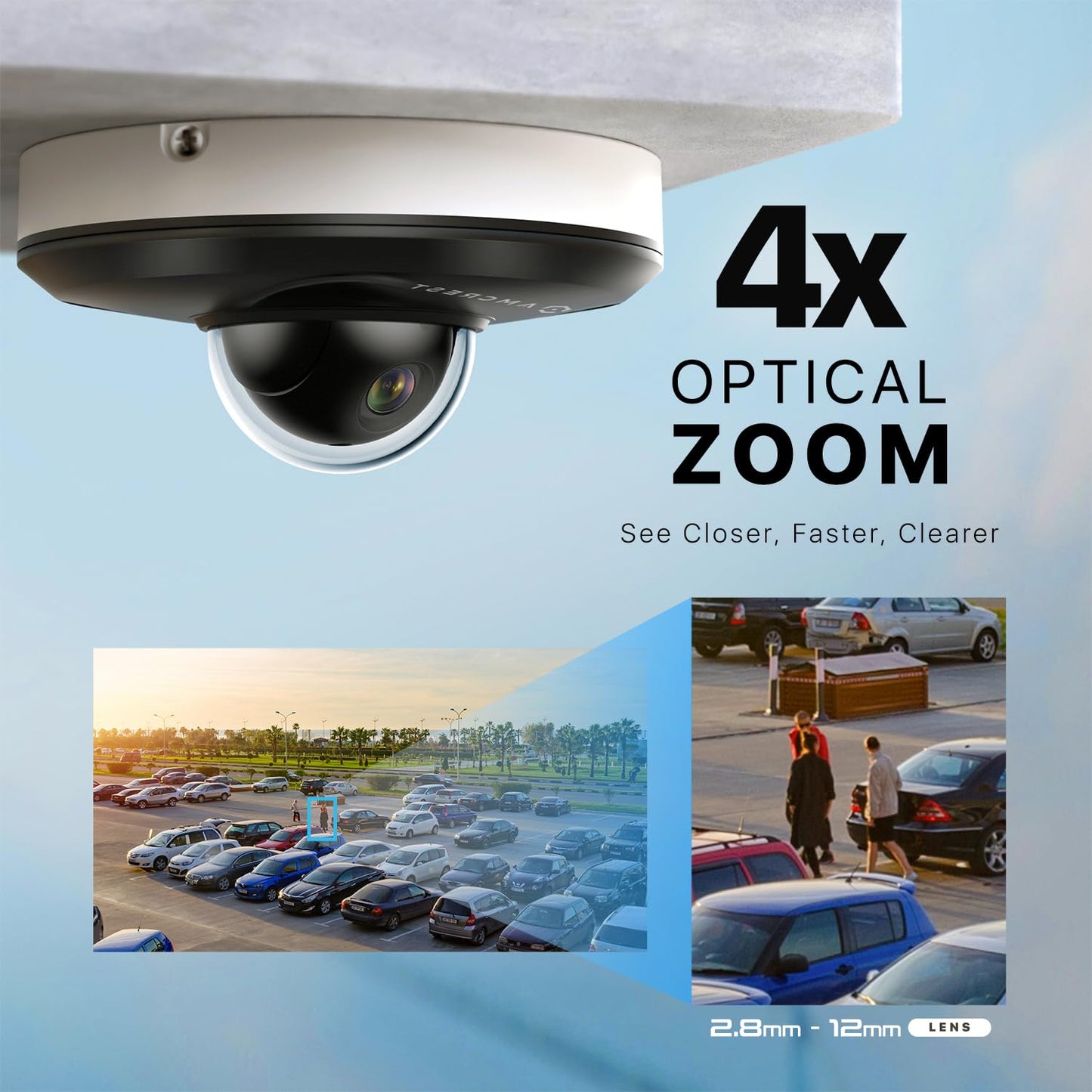 Amcrest ProHD 4MP PTZ Camera Outdoor, 4MP Outdoor Vandal Dome IP PoE Camera (4X Optical Zoom) IK08 Vandal-Proof, IP66 Weatherproof, Night Vision up
