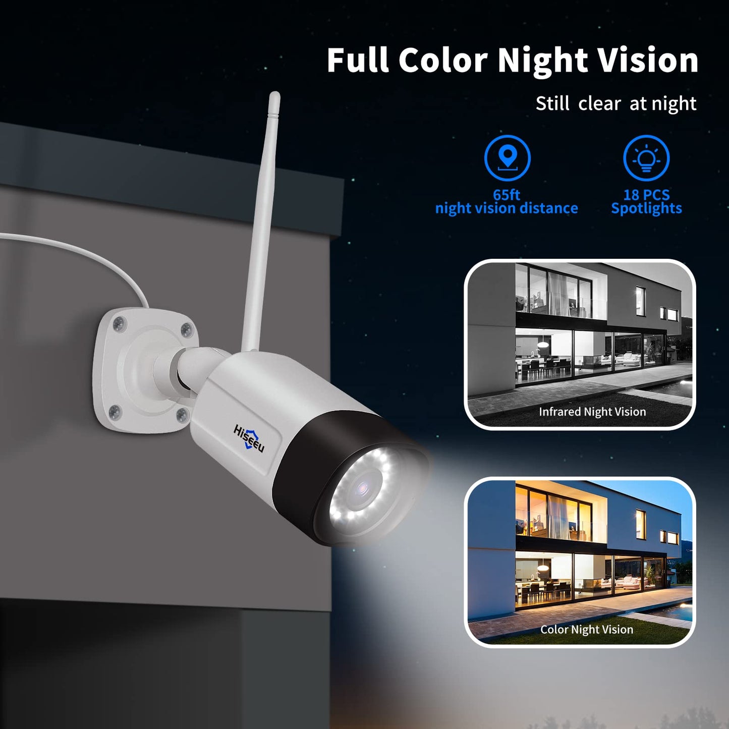 Hiseeu 2.5K 5MP WiFi Security Camera System Outdoor,Expandable 16CH 8MP NVR, 1TB HDD,Spotlight,2 Way Audio, IP66 Waterproof, Motion Alert, DC Power