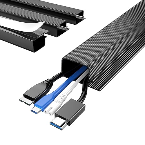 Delamu 4 Pack Cord Organizers for Desks, 62.8in Cable Organizer Cable Management Under Desk, Self Adhesive Wire Management Raceway, Desk Organizers