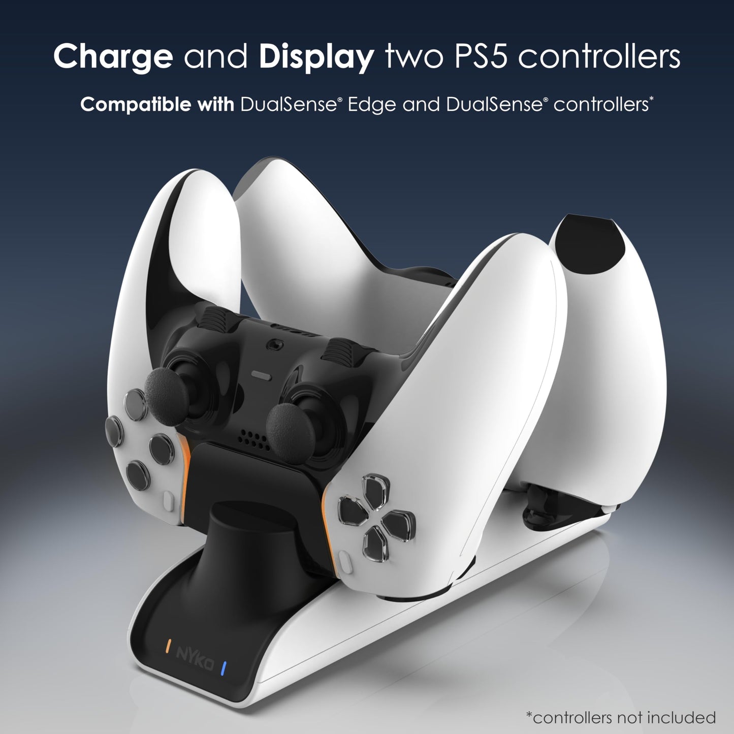 Nyko - Charge Base Edge - Store & Charge Station Compatible with PS5 DualSense & Edge Controllers - PS5 Slim Accessory Dual Port Recharging Dock