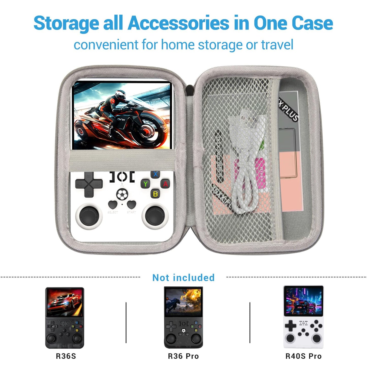 Hard Carrying Case Compatible with R36S/R36 PRO/R40S PRO Handheld Game Console, Storage Holder EVA Bag for 3.5 inch Portable Game Console Accessories