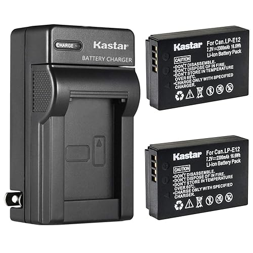 Kastar 2-Pack Battery and AC Wall Charger Replacement for Canon LP-E12 LPE12 Battery, Canon LC-E12 LC-E12E Charger, Canon EOS M50, EOS M50 Mark II