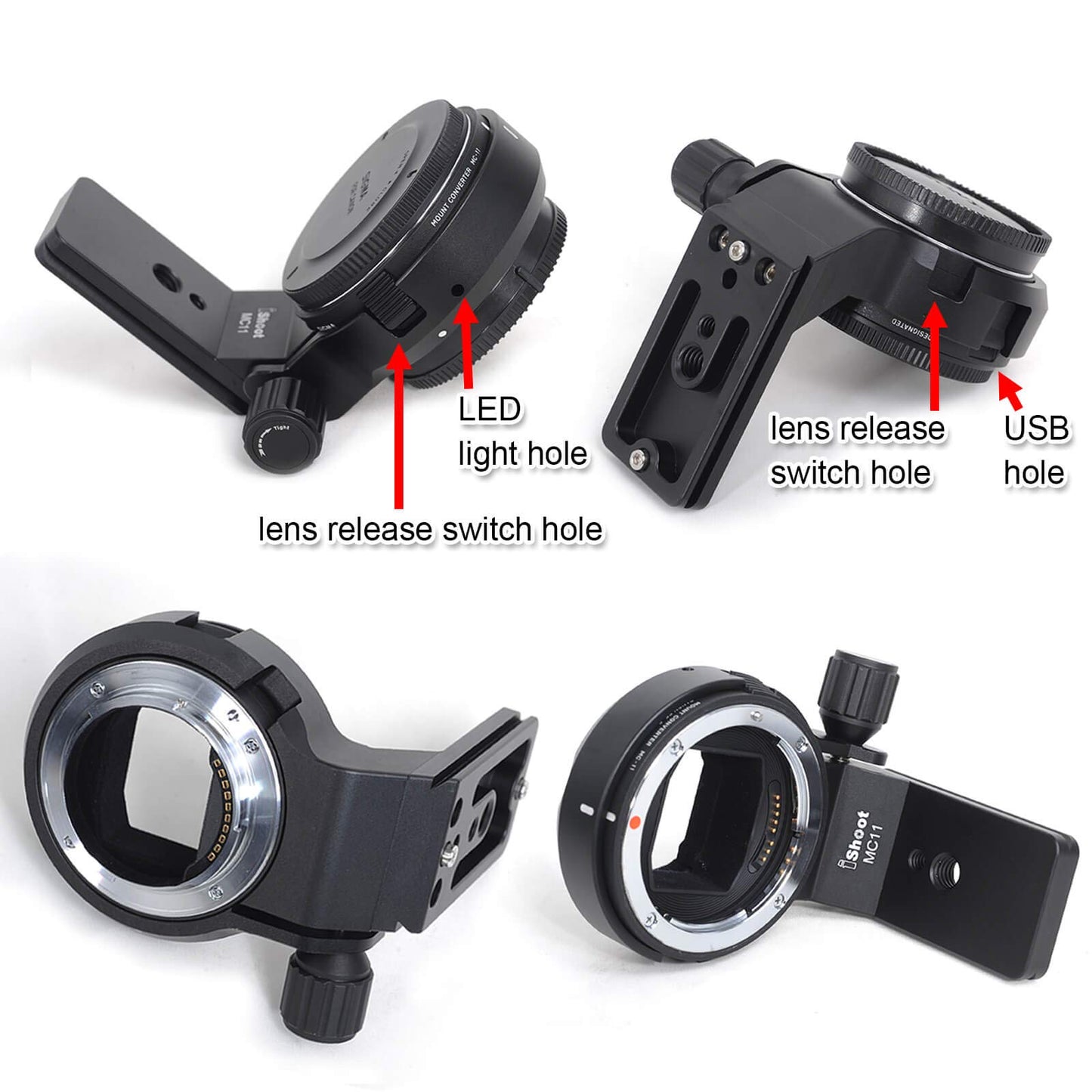 Camera Metal Lens Collar Stand Tripod Mount Ring for Sigma MC-11 Mount Converter Lens Adapter of Canon EF-E Mount, Built-in Arca-Swiss Type 70mm Quick
