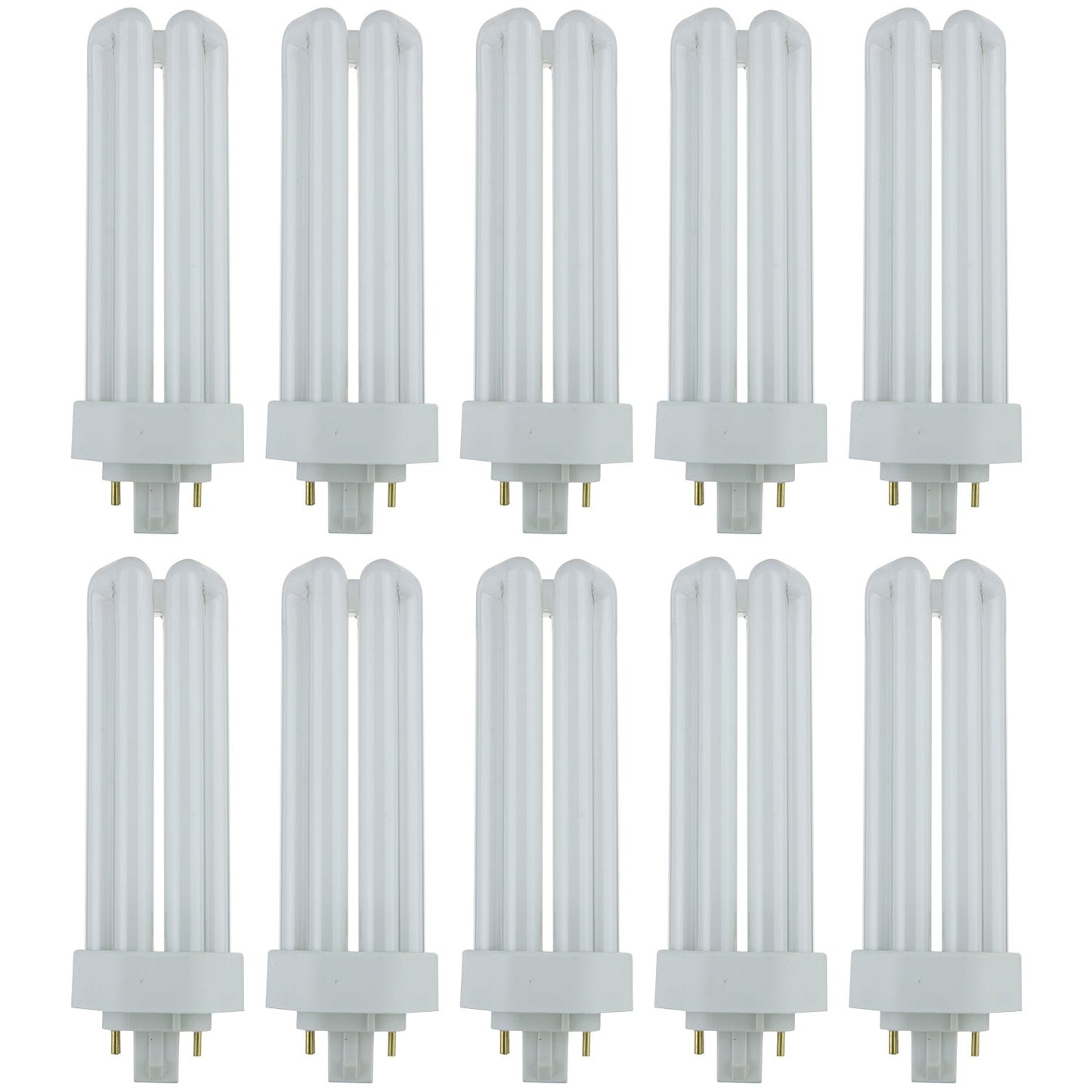Sunlite CFL Plug-in PLT 4-Pin Triple Tube Light, 32 Watts, 4-Pin GX24q3 Base, 2400 Lumens, 3500K Neutral White, 10 Pack