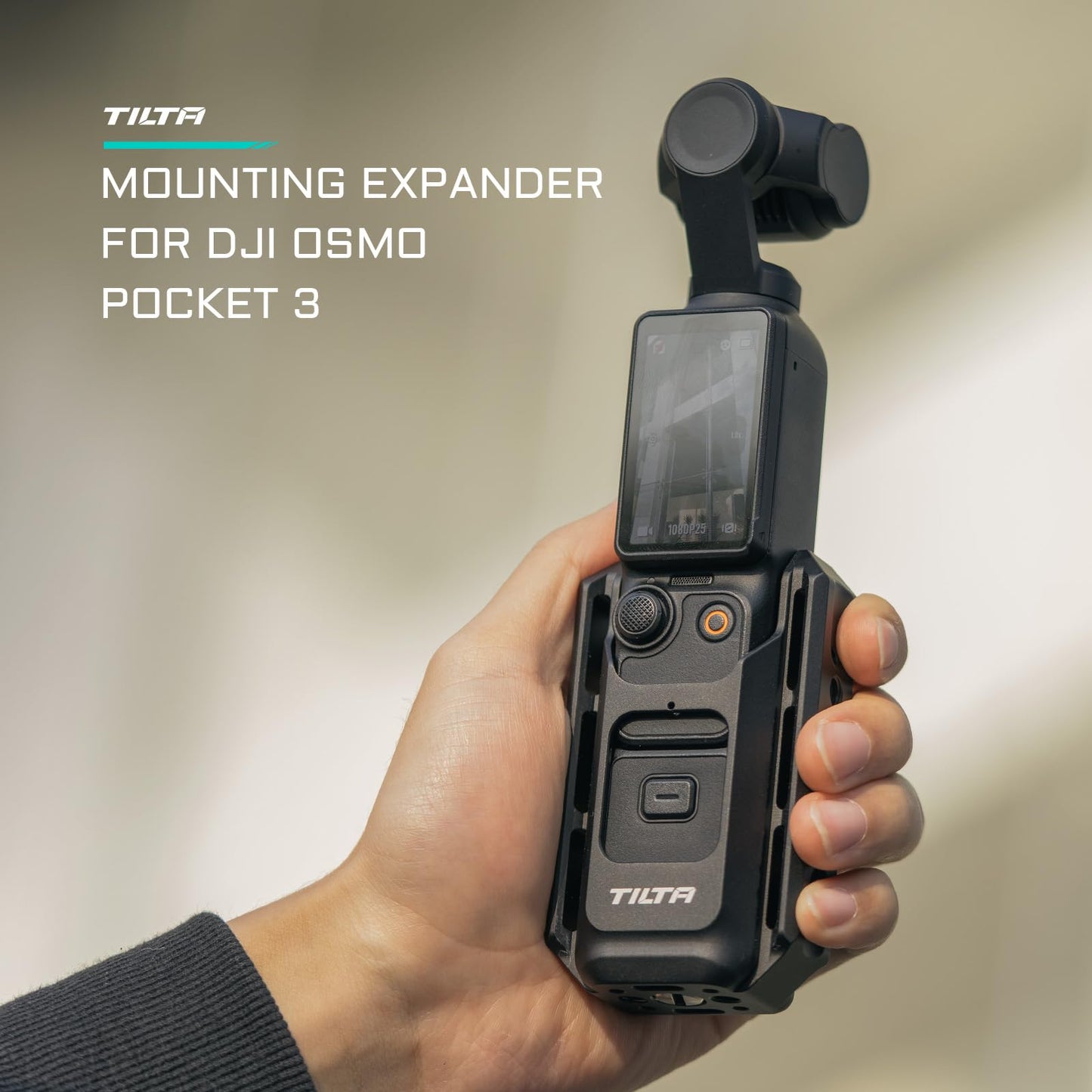 Tilta Accessory Mounting Expander for DJI Osmo Pocket 3 - Black | Slot for a Wrist Strap | Stays Secure Within The Cage | Protection | 1/4""-20 Screw