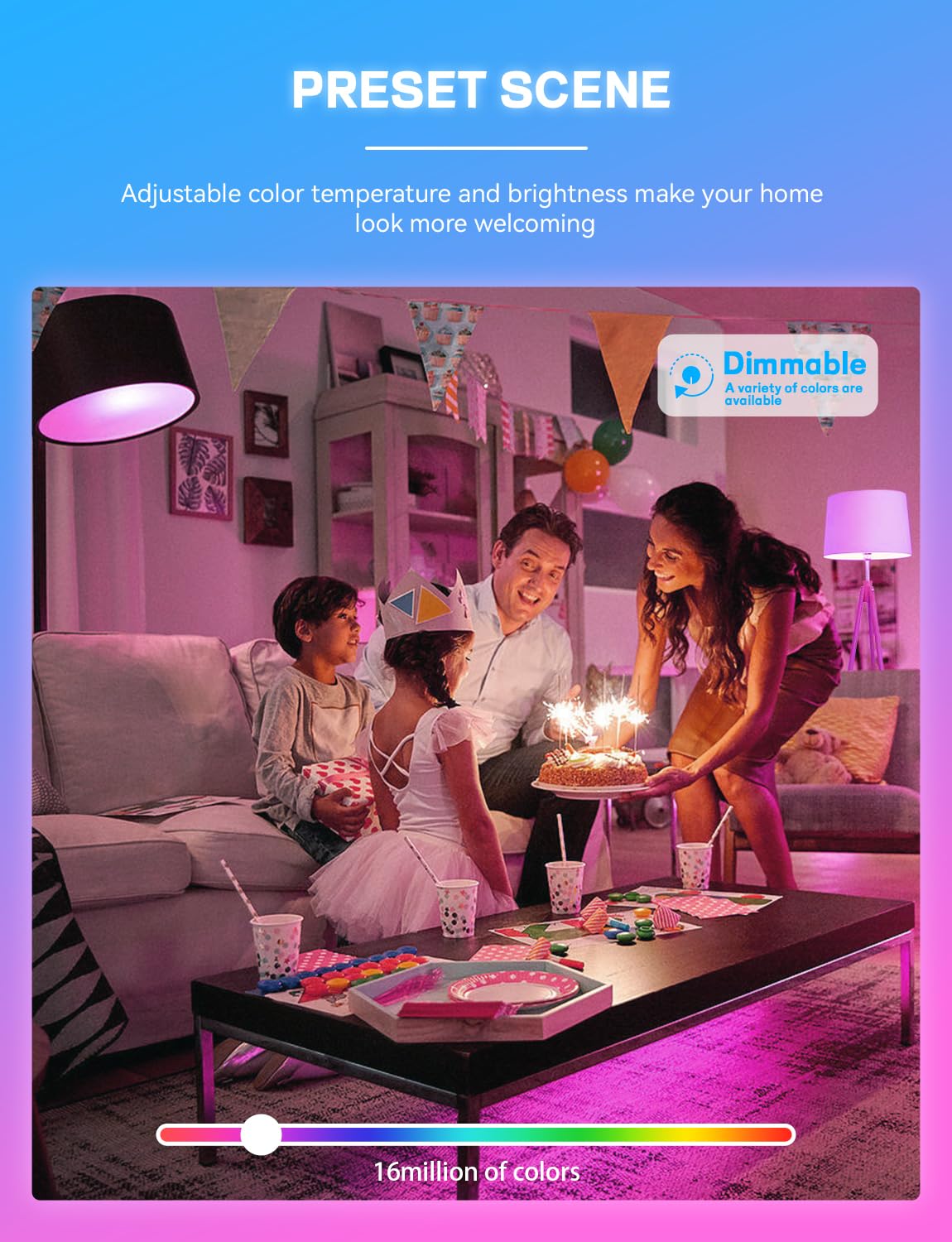 Vanance Smart Light Bulbs, WiFi & Bluetooth 5.0, Work with Alexa Google Assistant, App Control, Color Changing LED Bulb,E26 800LM Dimmable RGB Lights