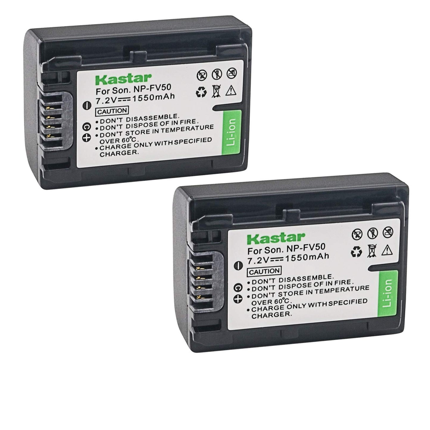 Kastar NP-FV50 Battery 2 Pack for Sony NP-FV30 NP-FV40 NP-FV50 & Sony Handycam HDR-CX380 430V 900 580V 760V HDR-PJ540 650V HDR-PV710V 790V 810