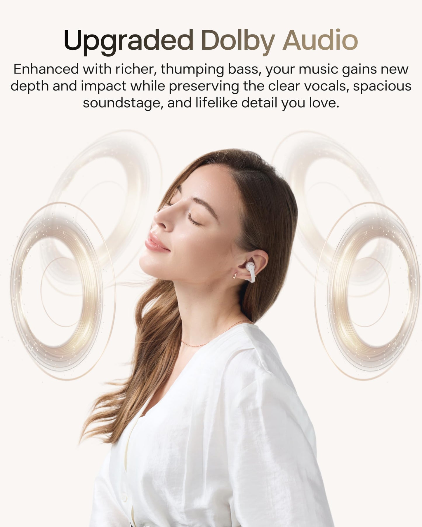 SHOKZ OpenDots 2 Open-Ear Clip-On Earbuds, White, Dolby Audio, 3 Mics