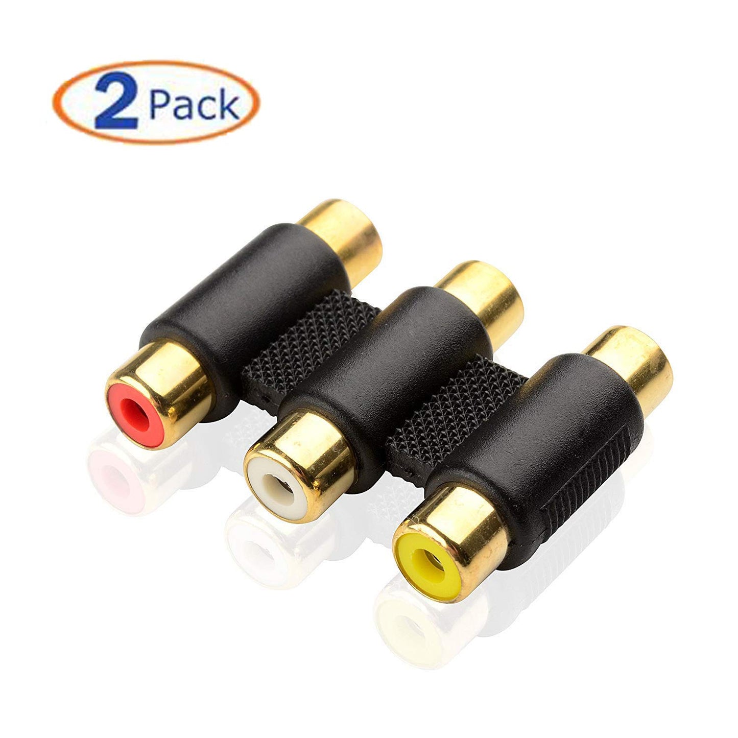 Halokny RCA Connector,Haokiang (2 Pack) Audio Video 3-RCA Female to Female Coupler Adapter