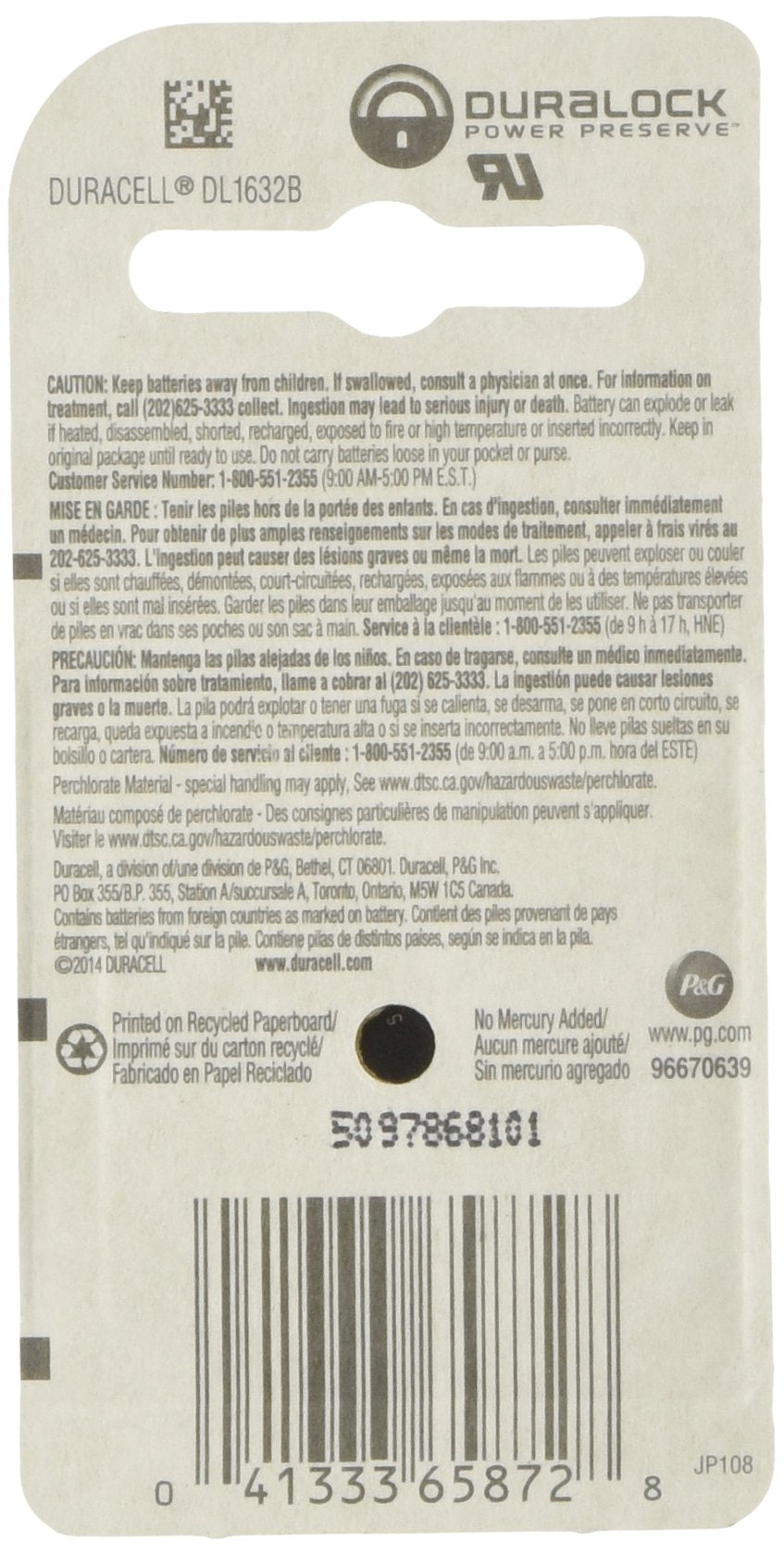 Duracell 10 Watch/Electronic DL 1632 CR1632 Lithium Batteries