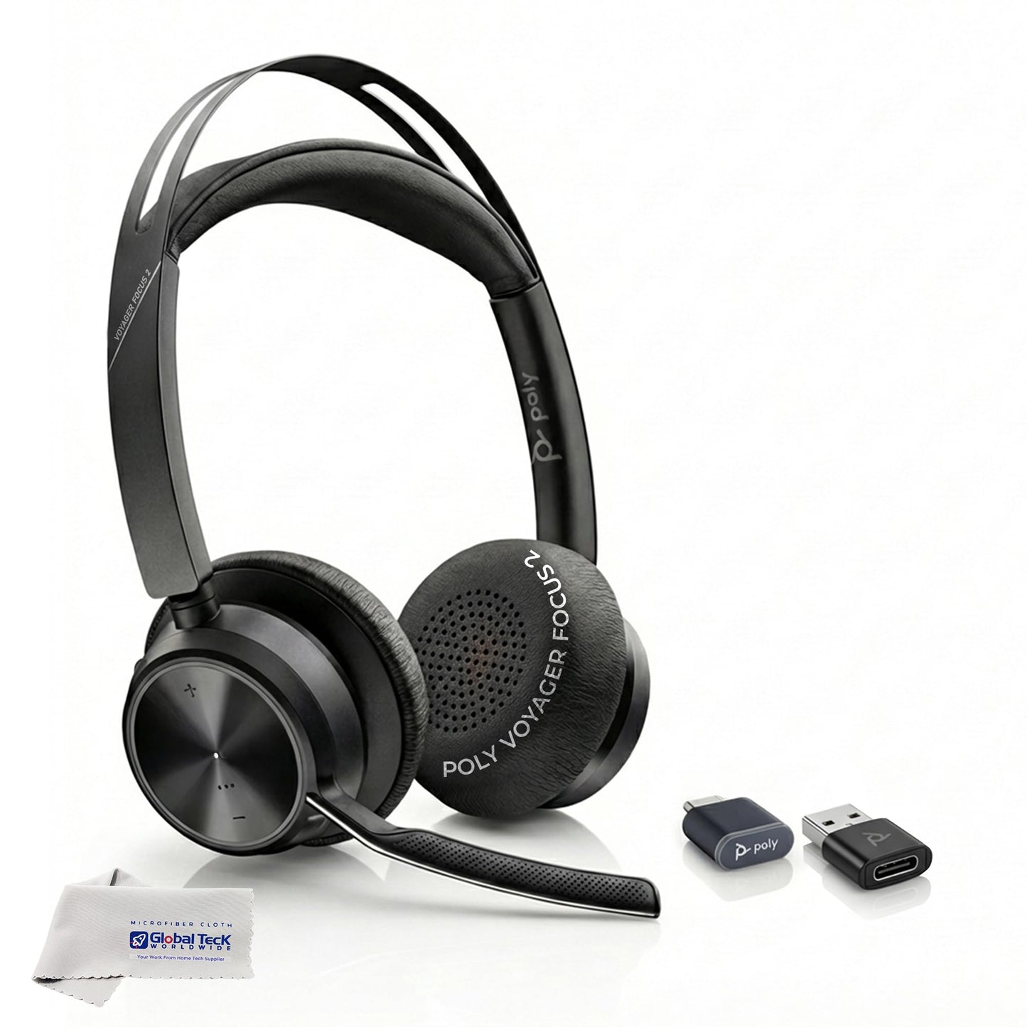 Poly Voyager Focus 2 UC Bluetooth Wireless Headset, USB-C, Connects to Deskphone, PC, Mac, Cellphone Work Calls - Compatible with Teams, Zoom…