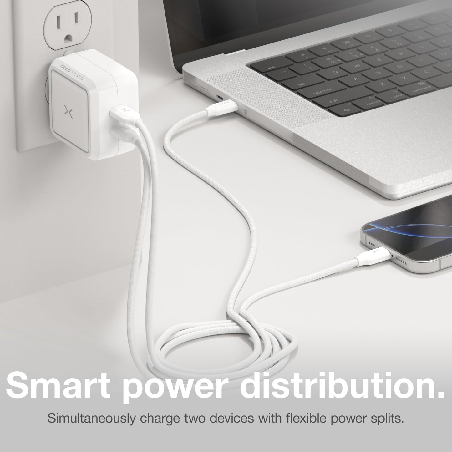 NOCO XGrid X65: 65W USB-C Charger - Dual Port GaN Power Adapter with PD 3.0, QC 4.0+, and PPS - Fast Charging with Smart Power Distribution - Foldable