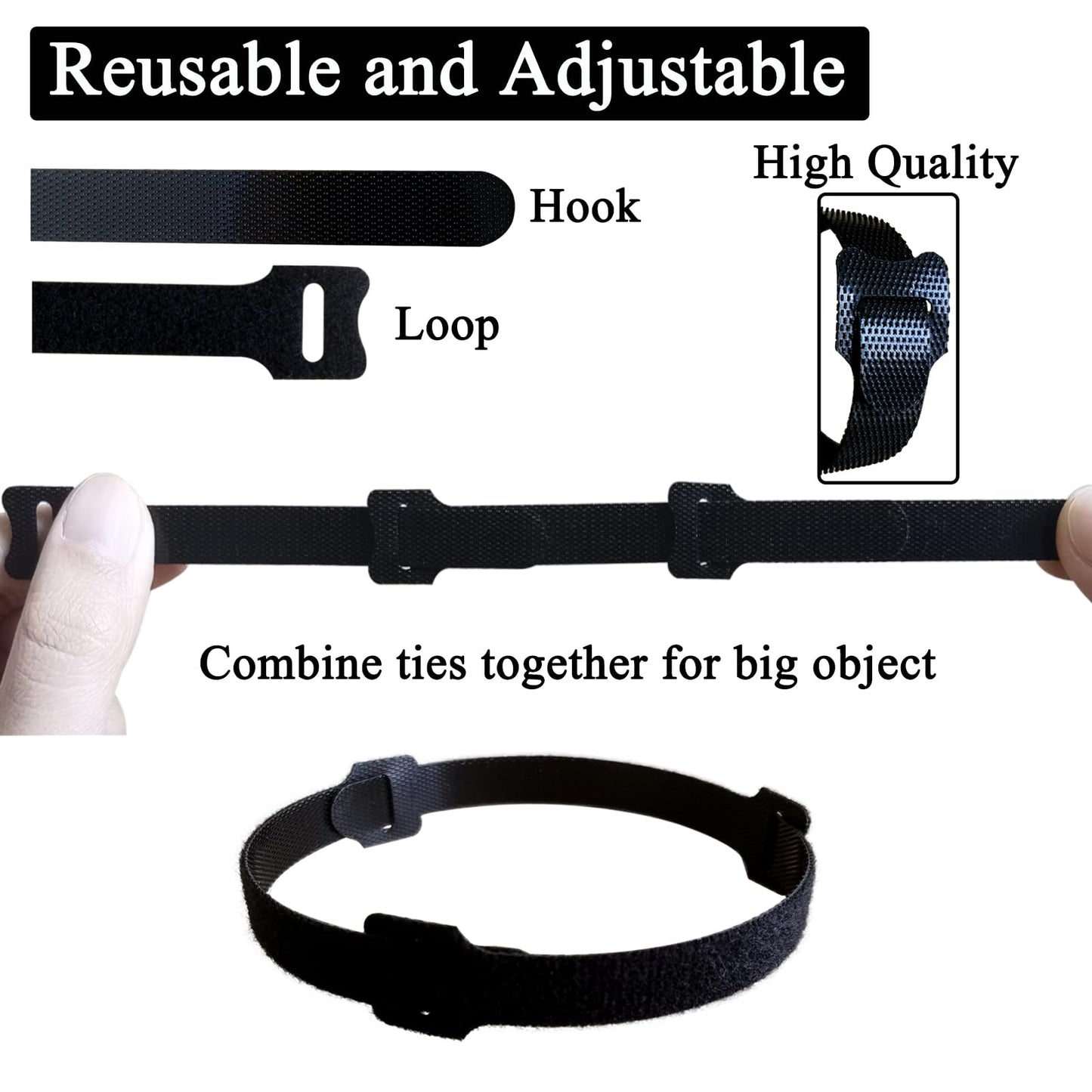 100PCS Reusable Cable Ties, Multi-Purpose Cables Management for Electrical Charging Cords, Wire Ties, Cord Ties, Cable Straps, Adjustable, Heavy Duty