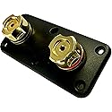 Surge High-Current Audiophile Speaker Terminal - Panel-Mount,15A, Banana/Spade/Bare Wire (Up to 4AWG), Color-Coded Polarity, ABS Housing, Indoor IP20