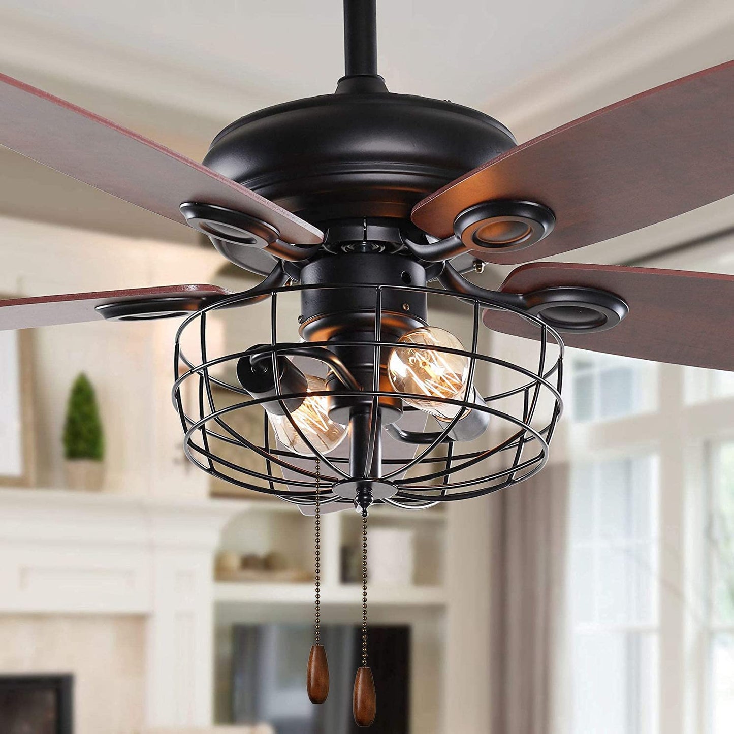 Ceiling Fan Pull Chain 12 inch Wooden Pull Chain Extension Fan Chain Extender Ceiling Fan Pulls Ornament with Ball Fan Chain Connector for Ceiling Fan