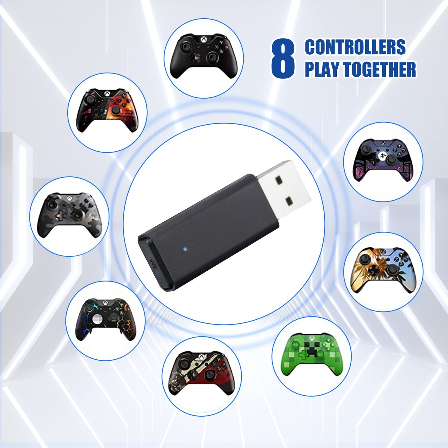 Xbox Wireless Adapter for PC & Controller - Compatible with Xbox One, One X|S, Elite, Series X|S