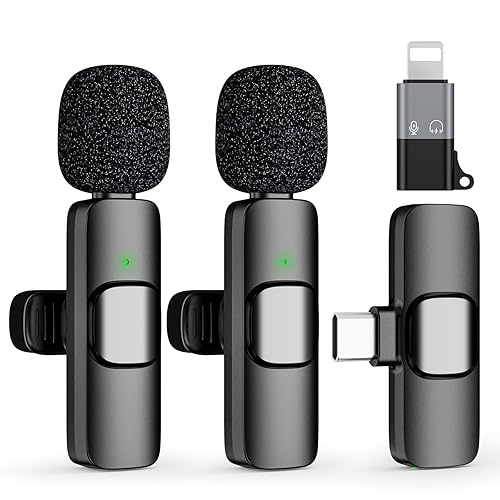 HEHOTTC Mini Wireless Lavalier Microphone for iPhone, iPad, Android Phone, Clip on Omni Lav Mic for Video Recording, Tiktok, YouTube, Vlog - Noise