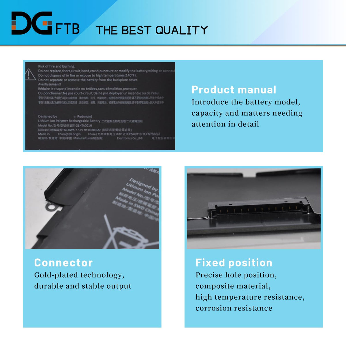 DGFTB G3HTA001H 93HTA001H New Keyboard Battery Replacement for Microsoft Surface Book 1st Gen Model 1785 with Performance Base (GTX 965M) Enhanced
