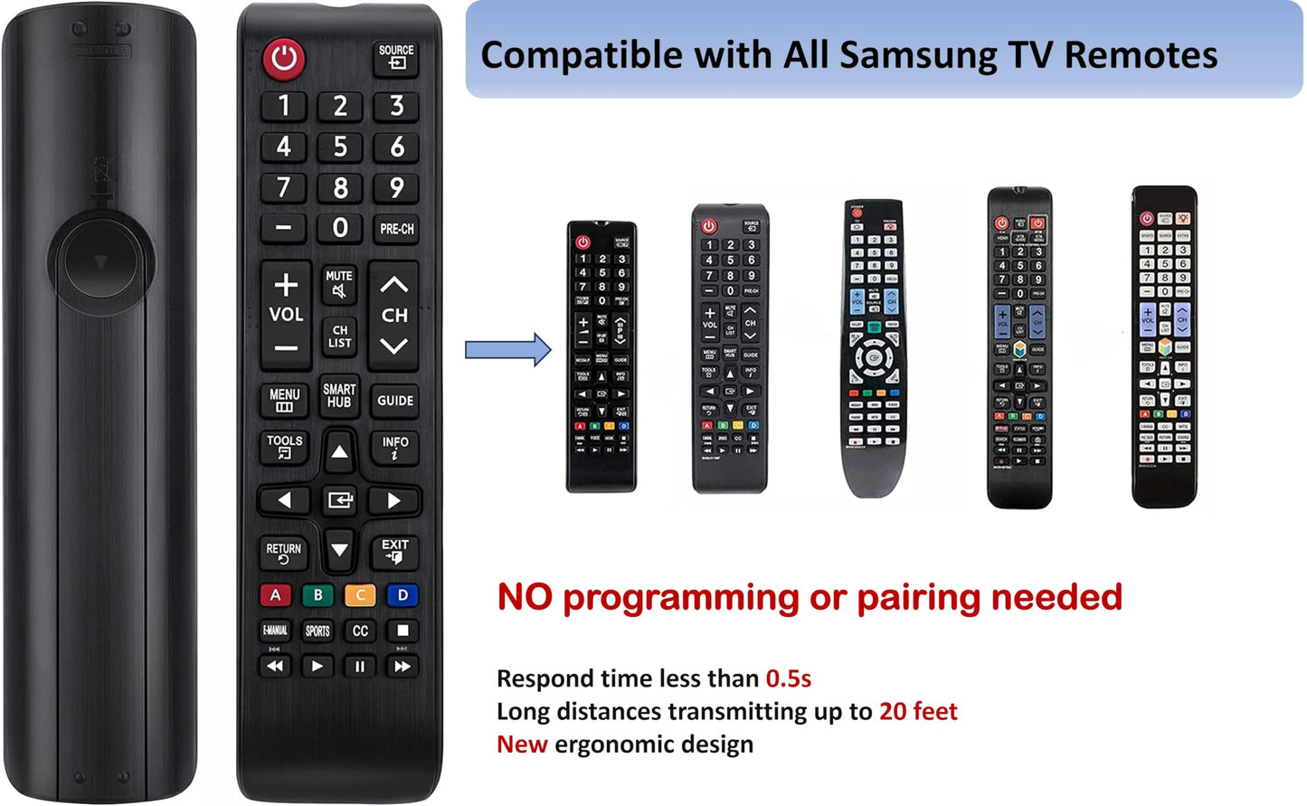 Universal Remote Control for Samsung TV Remote, Replacement for All Samsung LCD LED HDTV 3D Smart TVs