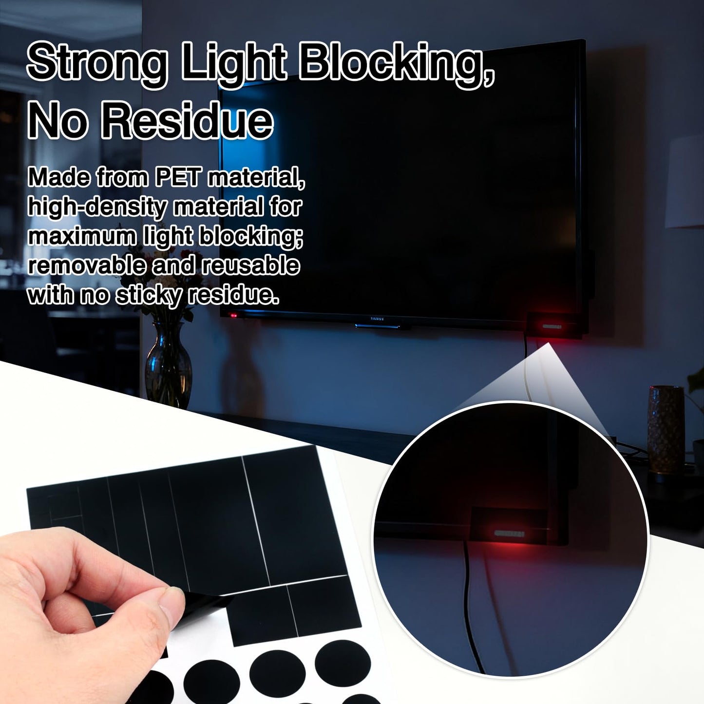 Brvlsoc Vinyl Webcam Covers - Restickable Privacy Stickers for Laptop, Smartphone, Tablet, Smart TV & Game Console - Black, Multiple Sizes