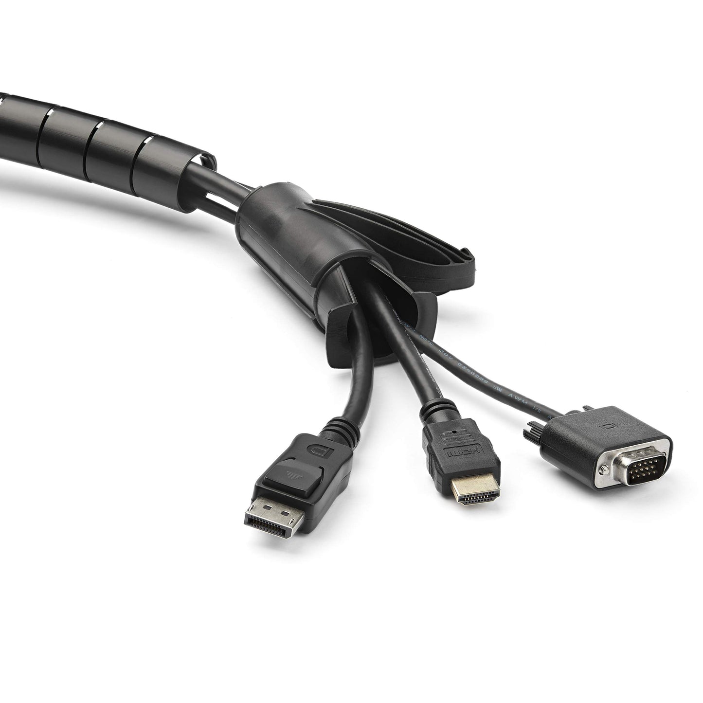 StarTech.com 2.5m (8.2ft) Cable Management Sleeve - Spiral - 1" (25mm) Diameter - W/Cable Loading Tool - Black (CMSCOILED2)
